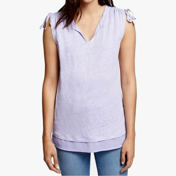 SANCTUARY Nwt Orchid Lilac Sleeveless 100% Linen Notch Neck Lightweigh Top, XL - Picture 15 of 16